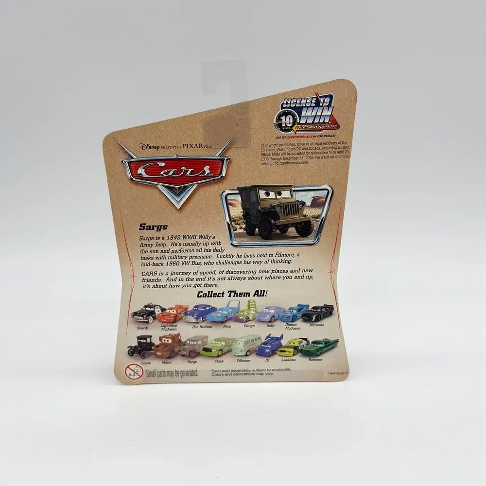 Disney Pixar Cars 2006 Desert Series SARGE 1:55 Diecast Jeep Car Toy NEW